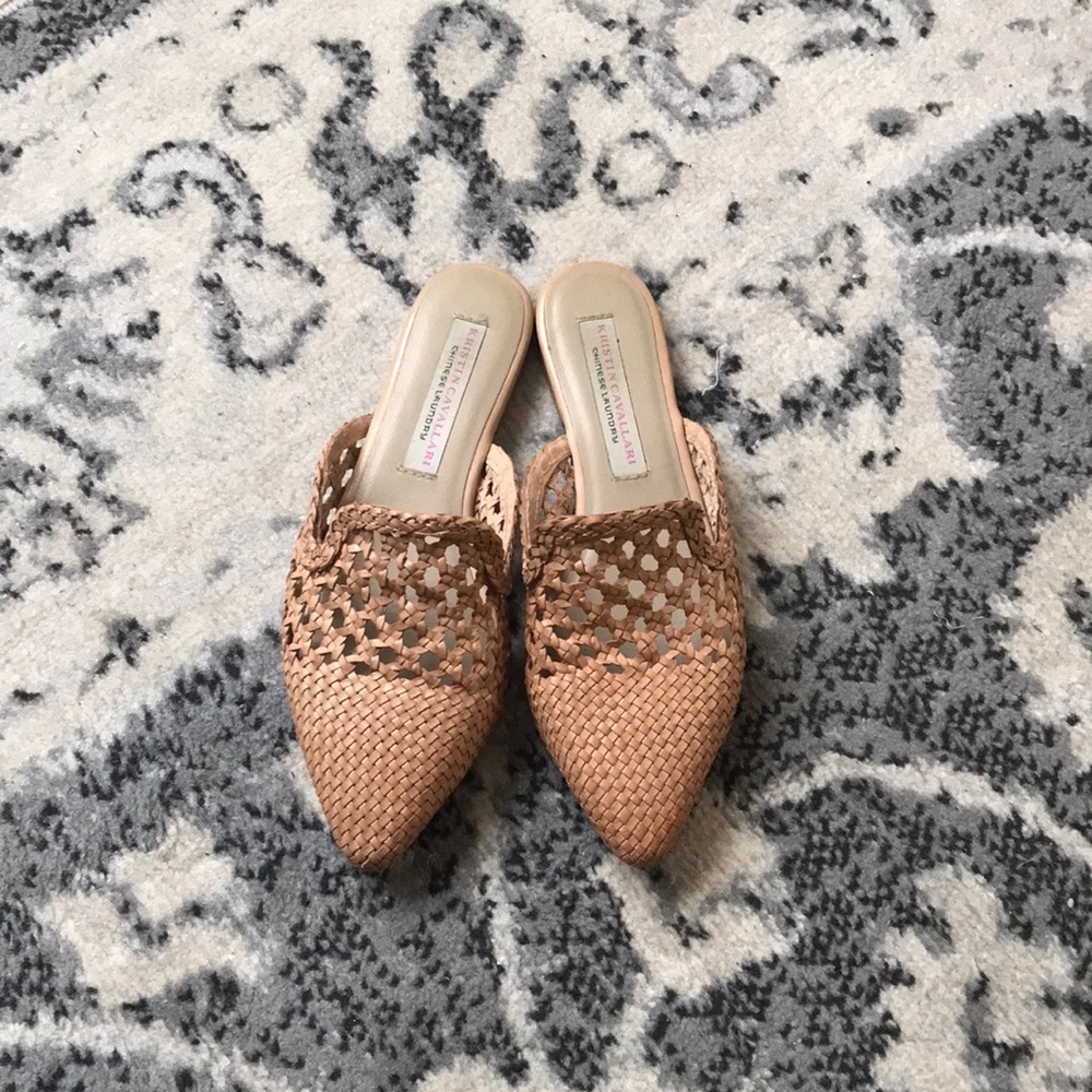 Tan woven mules